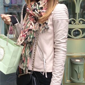 Rebecca Taylor blush pink leather moto jacket